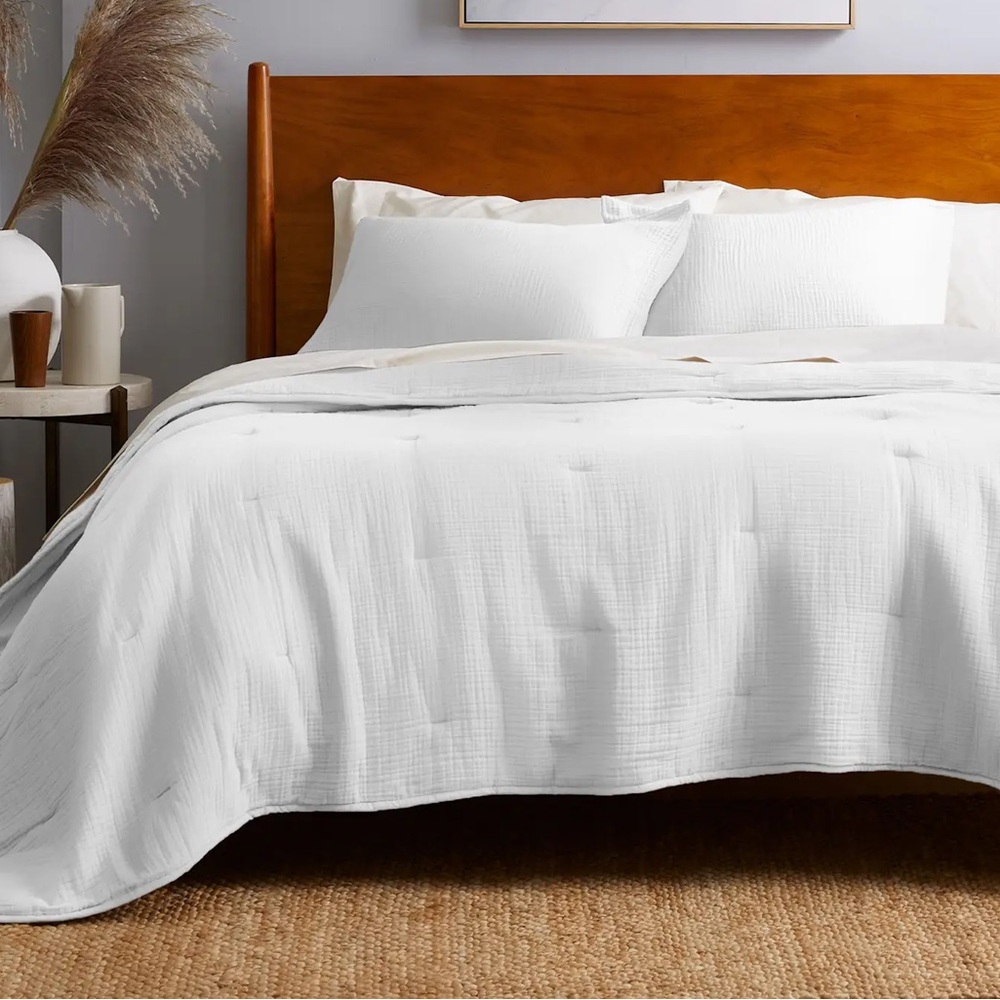 NWT Quince Organic Airy Gauze Dream Quilt White Queen New - Picture 3 of 6